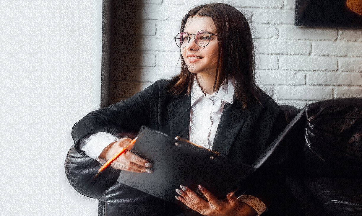 woman holding clipboard